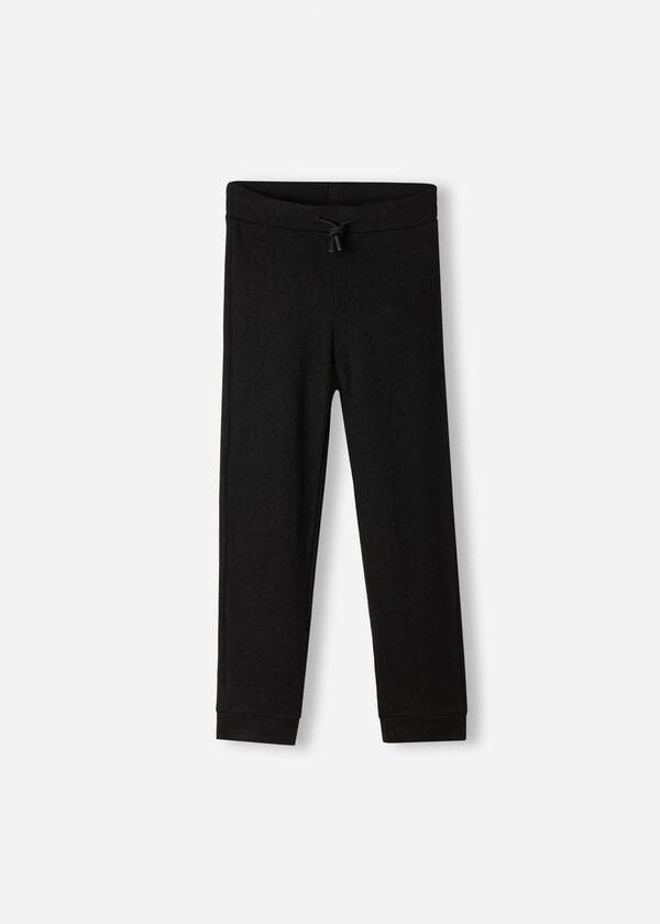 schwarze calzedonia sportleggings für kinder aus kaschmir-stretch-mischgewebe