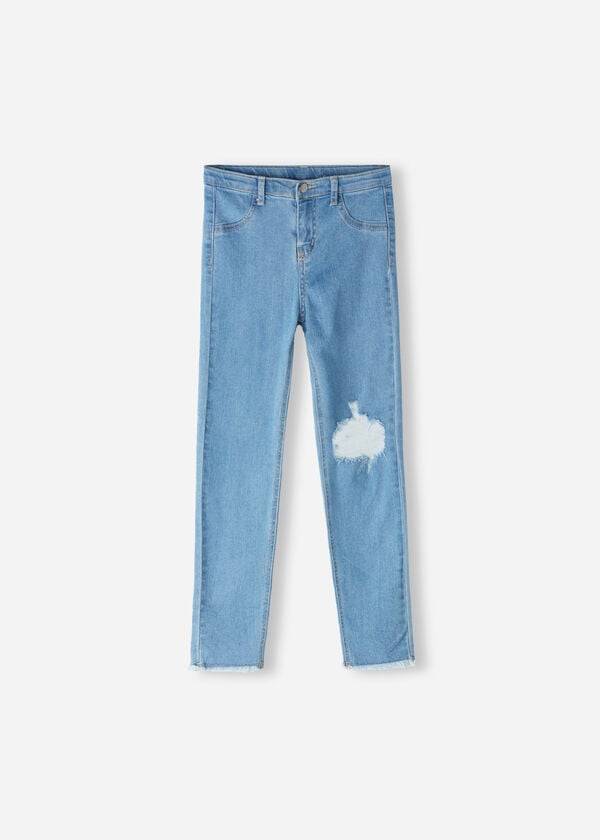 blaue calzedonia leggings mit rissen stretch skinny-design für kinder