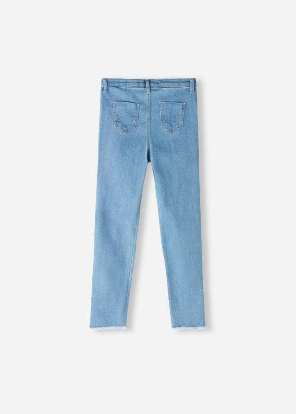 blaue calzedonia leggings mit rissen stretch skinny-design für kinder