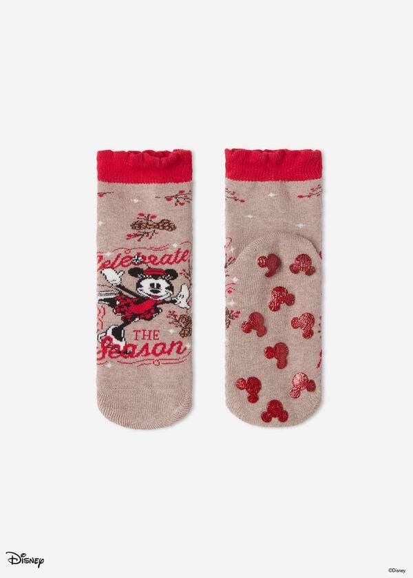 braune calzedonia rutschfeste disney minnie mouse weihnachtssocken für kinder