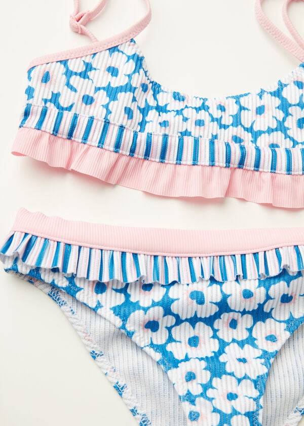 blaue zweiteilige badeanzüge „aurora von calzedonia mit blumenmuster für kinder