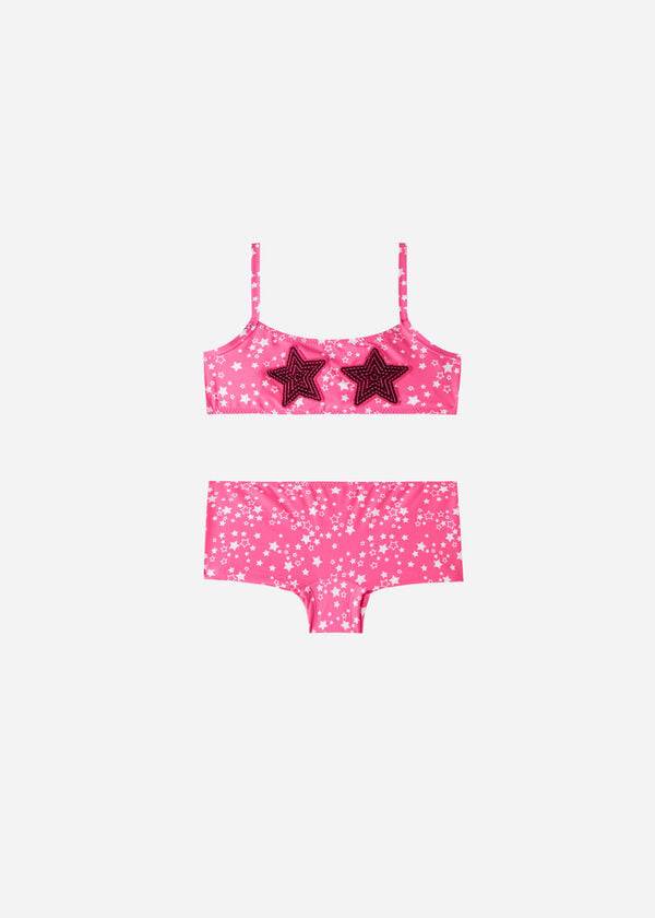 pinkfarbener calzedonia star zweiteiler jam kinderbadeanzug