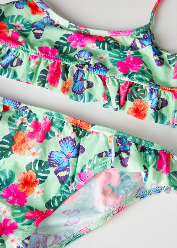 calzedonia zweiteiliger malibù badeanzug für kinder grün