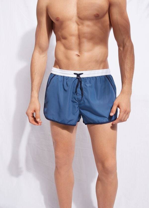 blaueweiße herren-badehose von calzedonia venice beach
