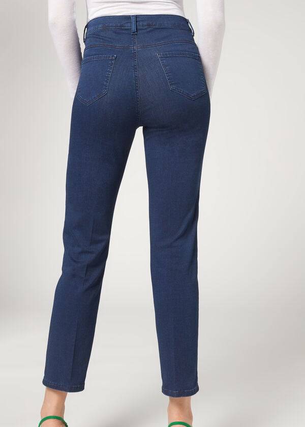 marineblaue damen-jeans von calzedonia eco comfort