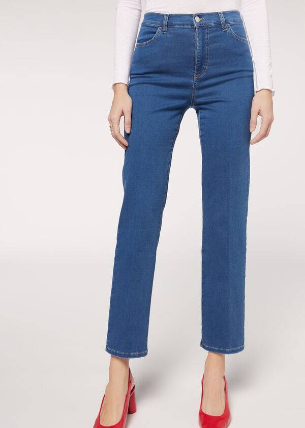 blaue calzedonia eco comfort damenjeans