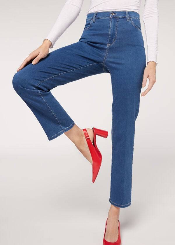 blaue calzedonia eco comfort damenjeans