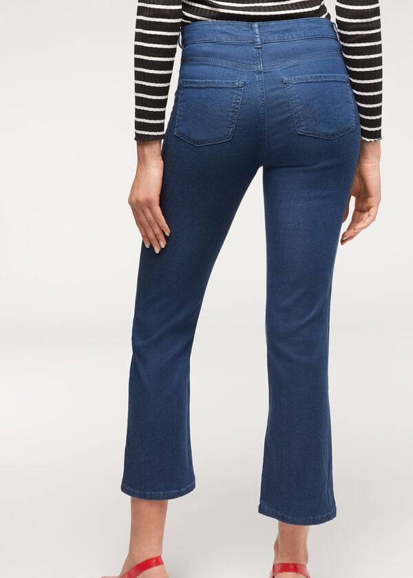 navy calzedonia eco light flared cropped denim damenjeans