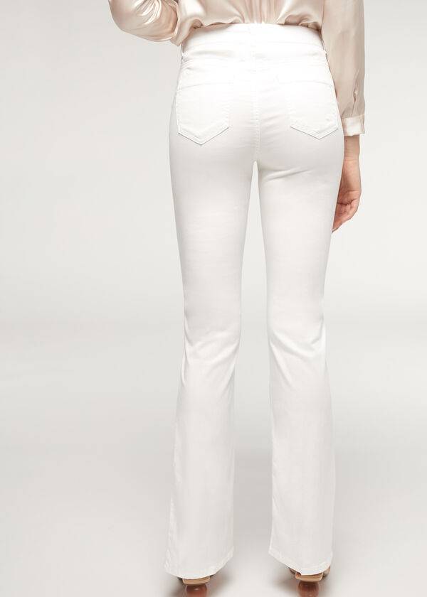 calzedonia eco light flared denim damenjeans weiß