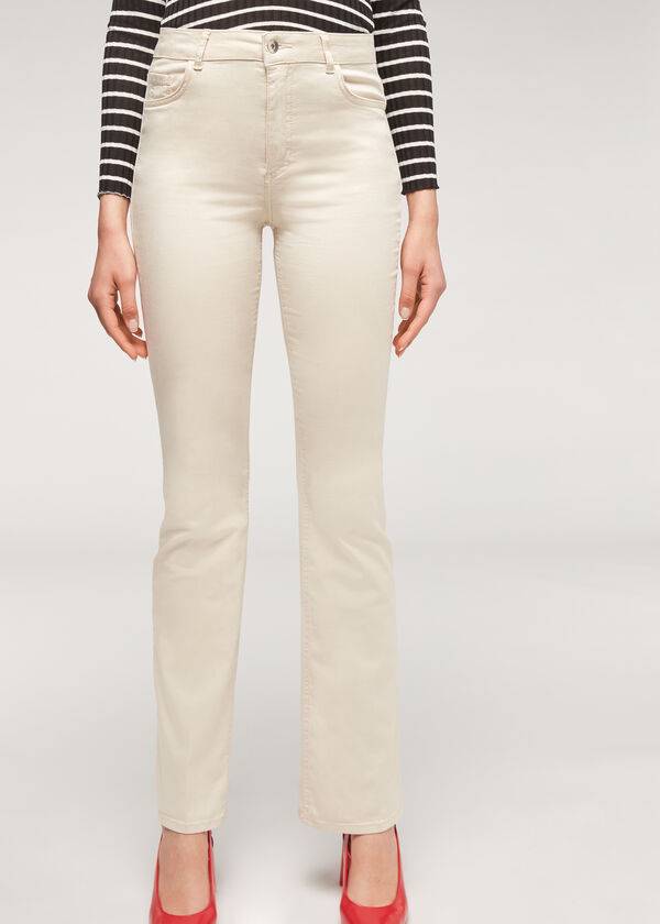 braunebeige damen-jeans calzedonia eco light flared denim