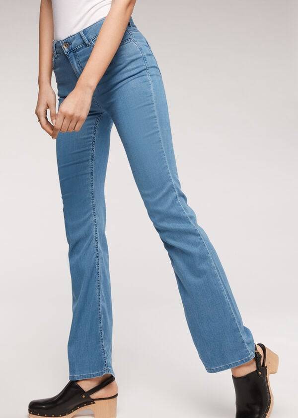 blaue calzedonia eco light flared denim damenjeans