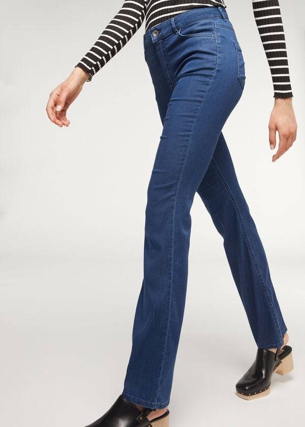 navy damen calzedonia eco light flared denim jeans