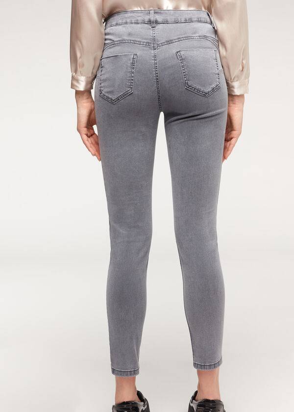 silberne damen-jeans calzedonia eco light push-up-denim