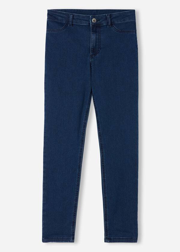 marineblaue damen-jeans calzedonia mit push-up-effekt und weichem griff