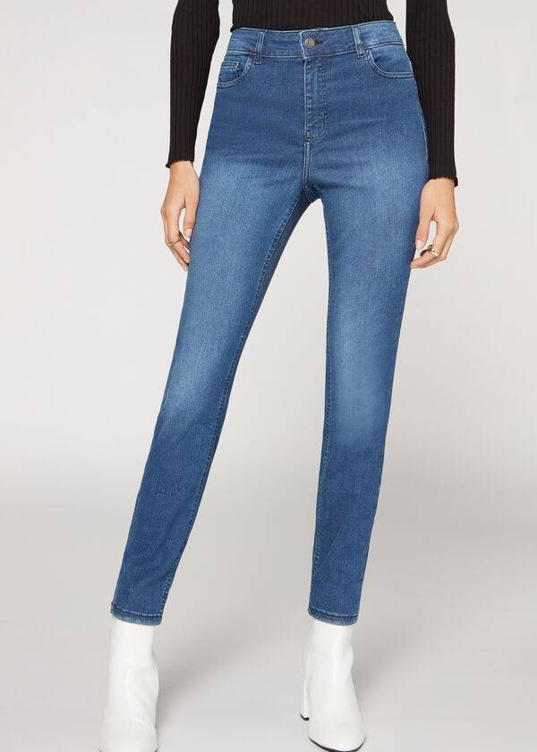 calzedonia super flex denim high waist superskinny damenjeans blau