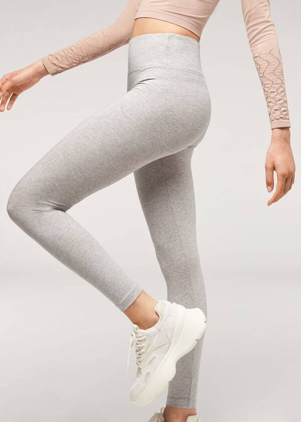 graue damen-leggings aus calzedonia supima-baumwolle