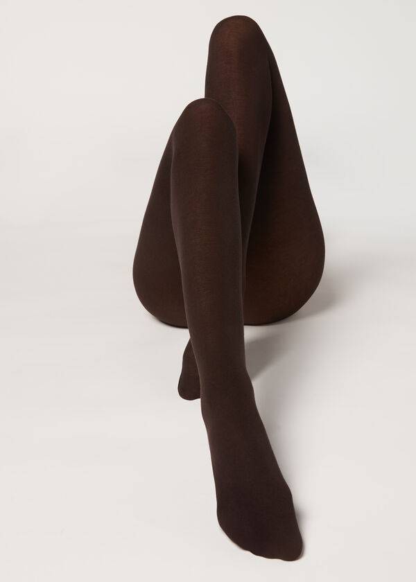 damenstrumpfhose calzedonia blickdicht 150 denier aus Öko-baumwolle farbe kaffee