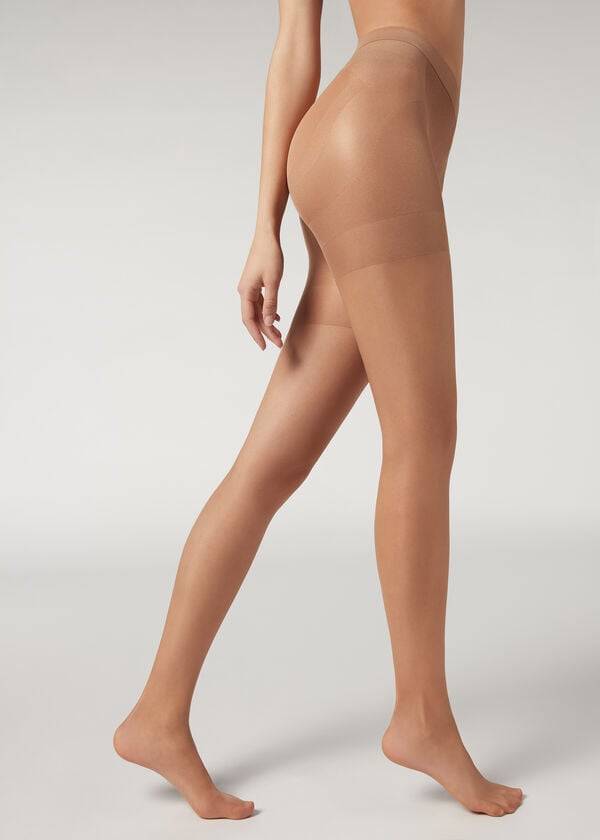 braune calzedonia 15 denier total shaper sheer damenstrumpfhose