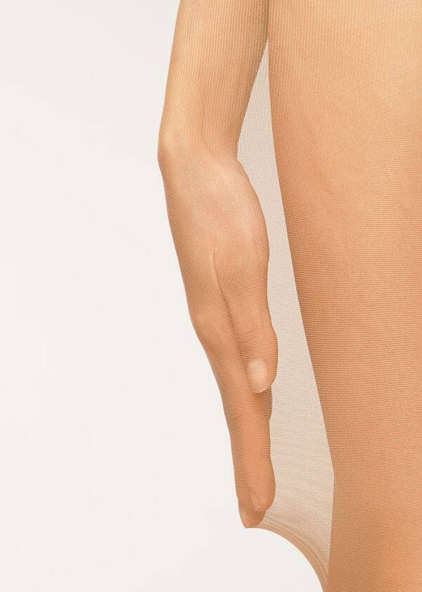 khaki damen calzedonia 30 denier transparente formstrumpfhose mit kontrolloberteil
