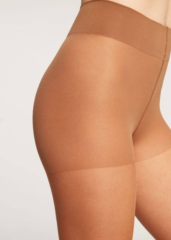 braune damen-strumpfhose calzedonia 40 denier mittelstark durchsichtig
