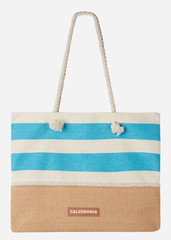 türkisgrüne calzedonia-strandtasche für damen mit streifenmuster – accessoires