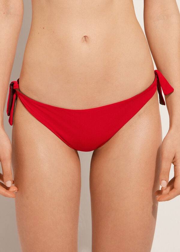 rote calzedonia bow bikinihose aus brasilianischem und indonesischem Öko-material für damen