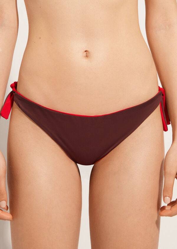 rote calzedonia bow bikinihose aus brasilianischem und indonesischem Öko-material für damen