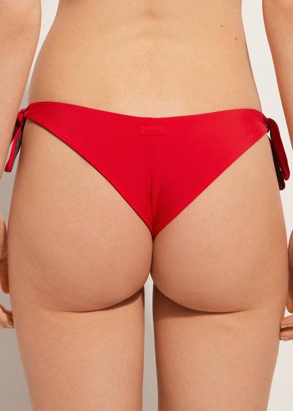rote calzedonia bow bikinihose aus brasilianischem und indonesischem Öko-material für damen