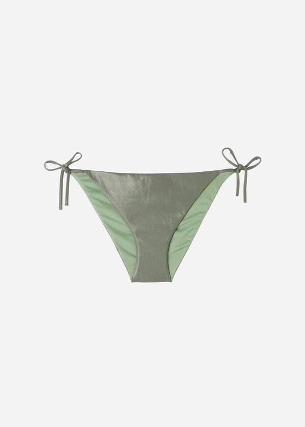 grüne calzedonia string-bikinihose mit beschichtetem effekt von antigua für damen