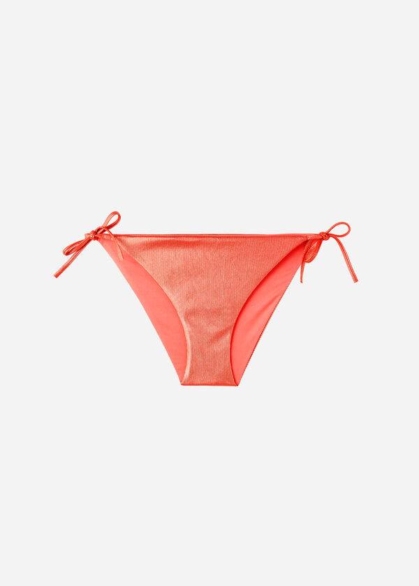 calzedonia string-bikinihose mit beschichtetem effekt antigua damen korallenorange