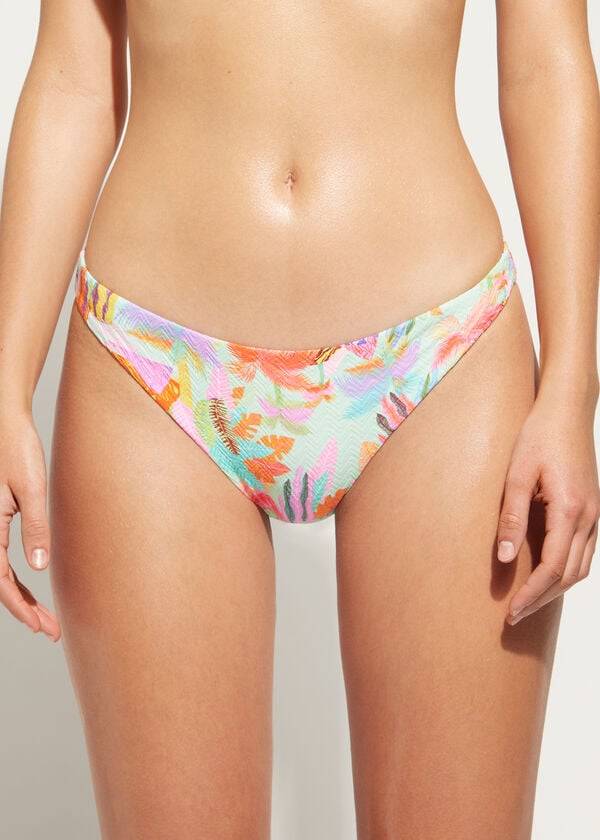 calzedonia foliage tahiti damen-bikinihose grün