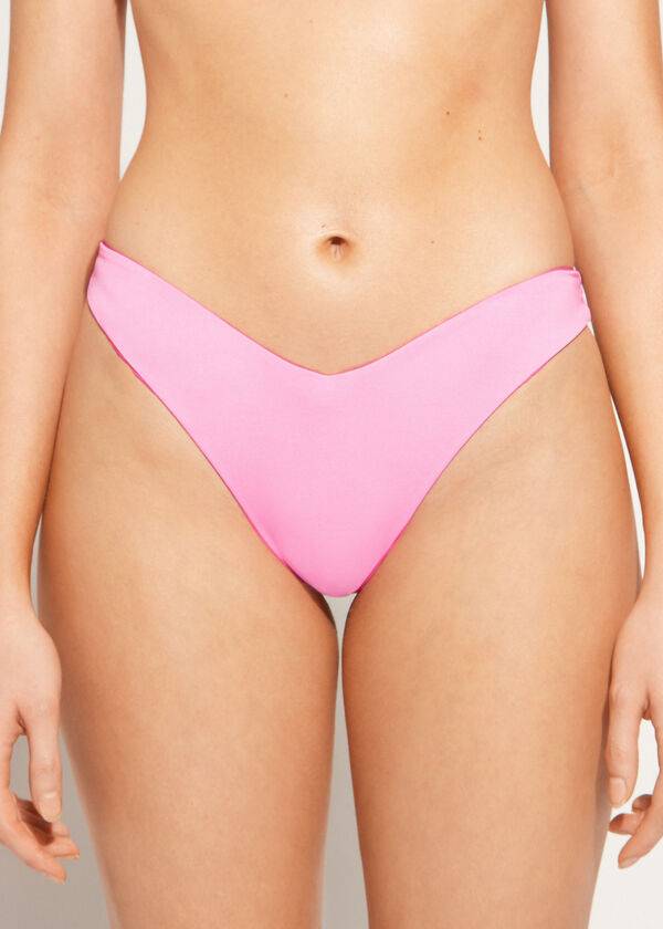 pinkfarbene calzedonia bikinihose für damen hochgeschnitten aus brasilianischem und indonesischem Öko-material