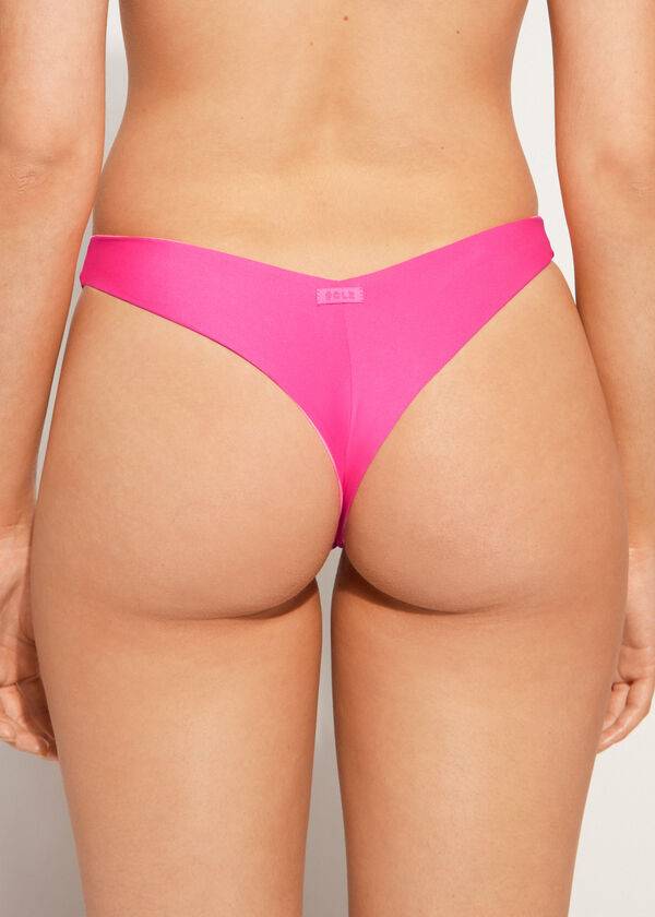 pinkfarbene calzedonia bikinihose für damen hochgeschnitten aus brasilianischem und indonesischem Öko-material