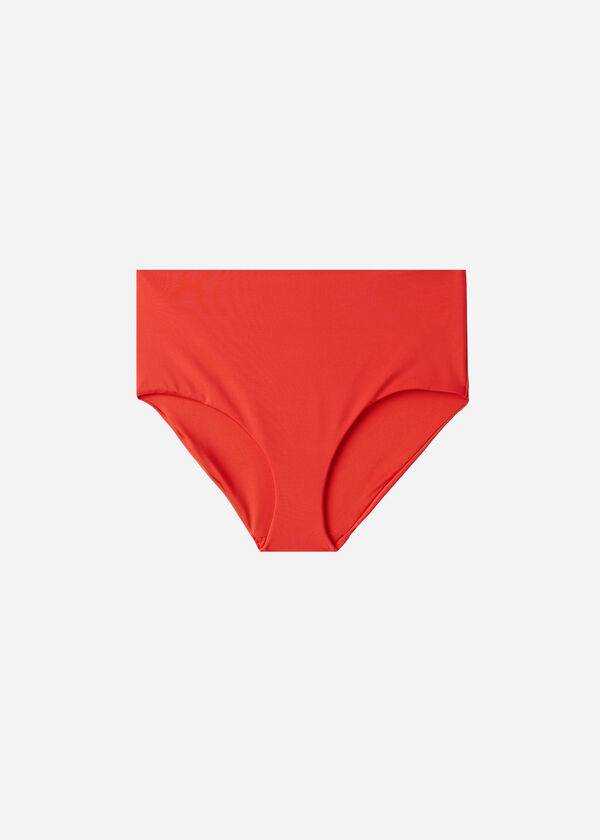 rote damen-bikinihose calzedonia mit hohem formender taille aus indonesischem Öko-material