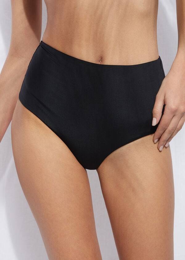 schwarze calzedonia high shaper waist bikinihose aus indonesischem Öko-material für damen