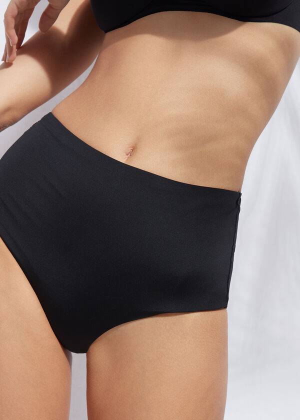 schwarze calzedonia high shaper waist bikinihose aus indonesischem Öko-material für damen