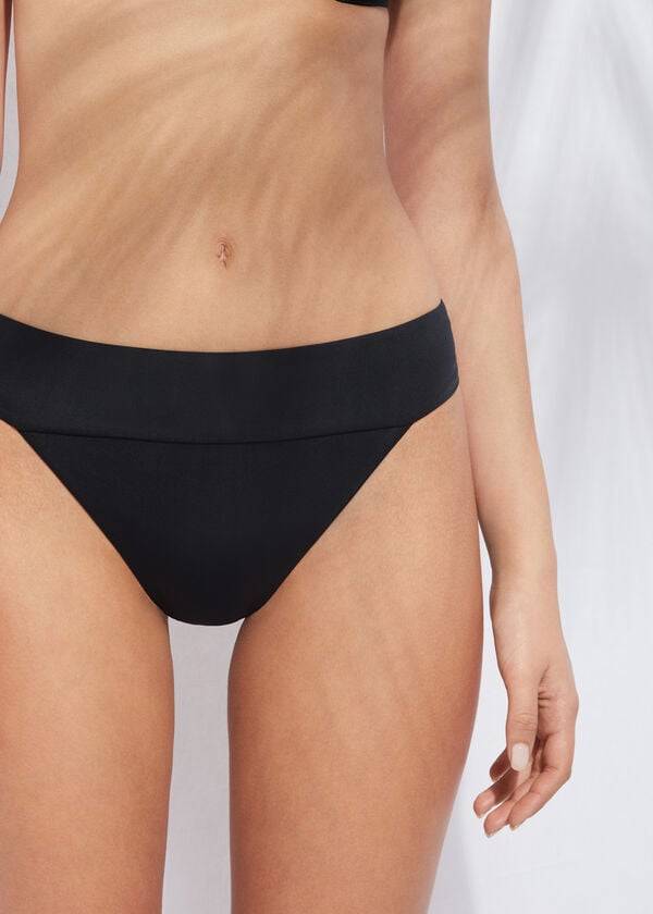 schwarze calzedonia high waist bikinihose aus brasilianischem und indonesischem Öko-material für damen