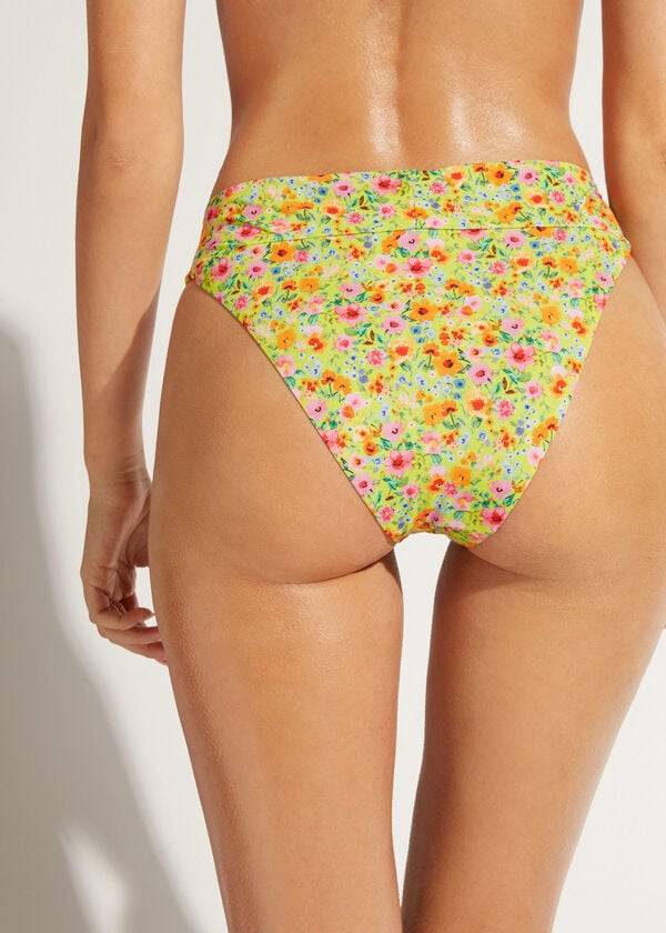 mehrfarbige calzedonia bikinihose für damen mit hohem bund brasilianischem siviglia-stil