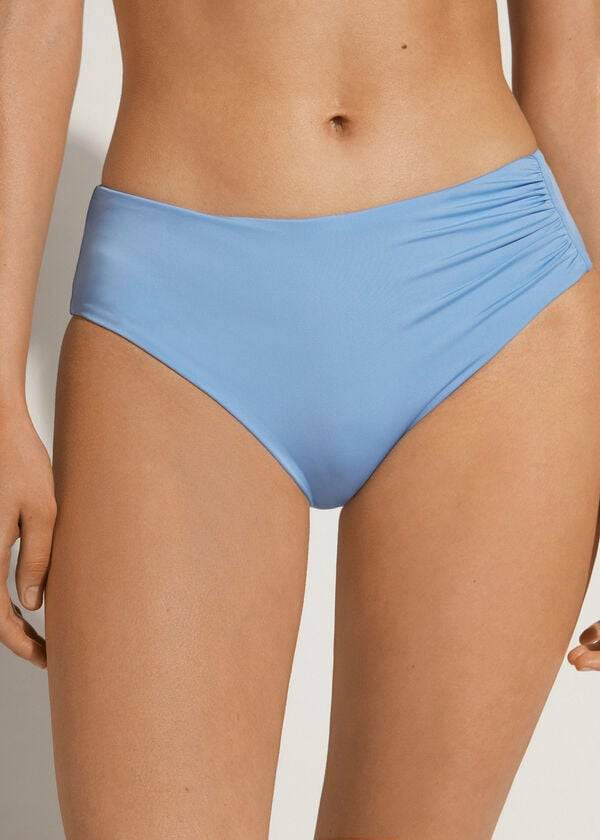 blaue calzedonia bikinihose für damen mit hohem bund aus indonesischem Öko-material