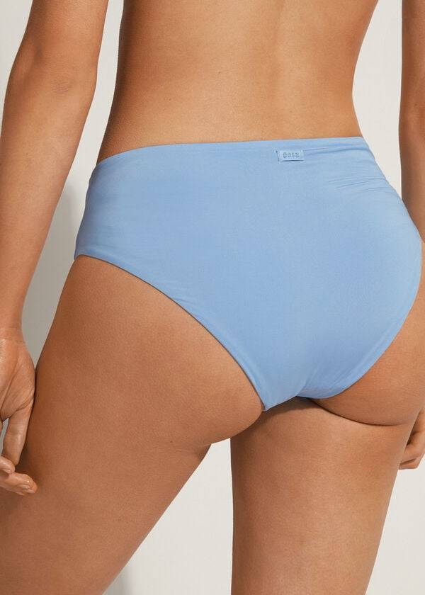 blaue calzedonia bikinihose für damen mit hohem bund aus indonesischem Öko-material