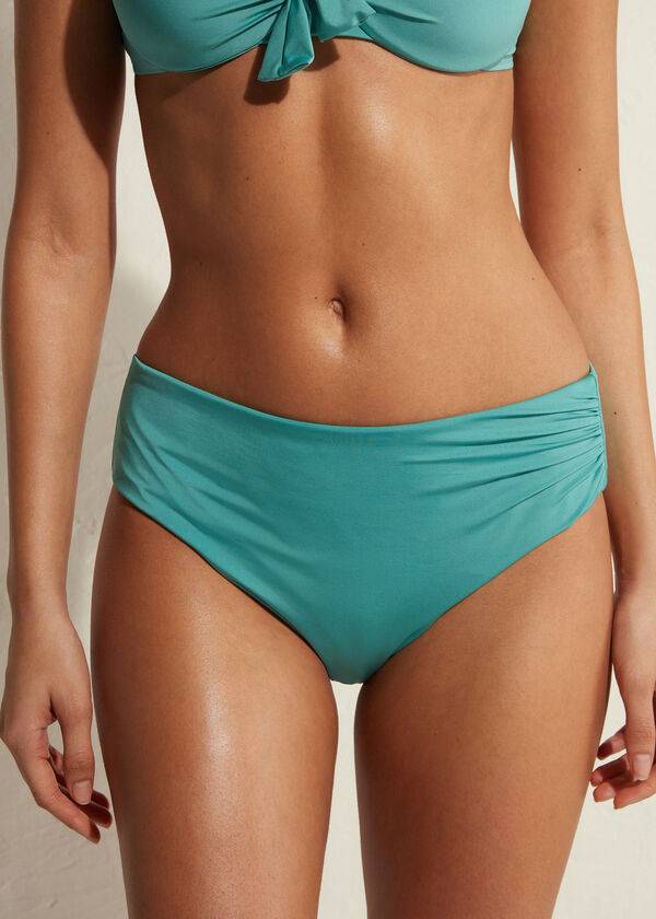 türkisfarbene calzedonia high waist indonesia eco damen-bikinihose