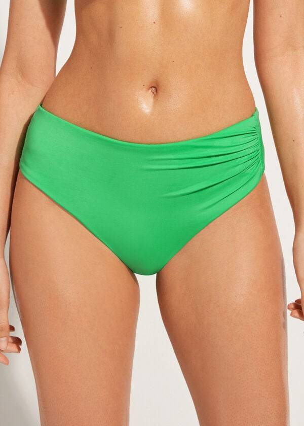 calzedonia high waist indonesia eco damen-bikinihose grün