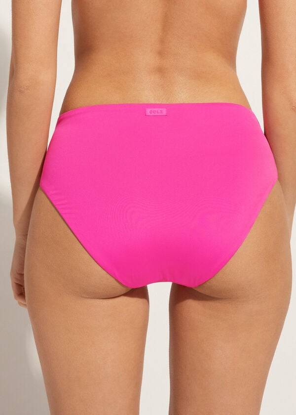pinkfarbene calzedonia bikinihose mit hohem bund aus indonesischem Öko-material für damen