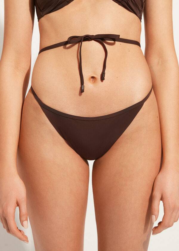 kaffeebraune calzedonia high-cut bikinihose für damen im brasilianischen islamorada-stil