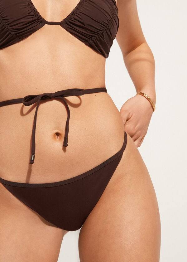 kaffeebraune calzedonia high-cut bikinihose für damen im brasilianischen islamorada-stil