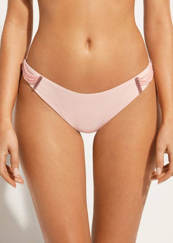 pinkfarbene calzedonia bikinihose mit hohem beinausschnitt im brasilianischen manila-stil für damen