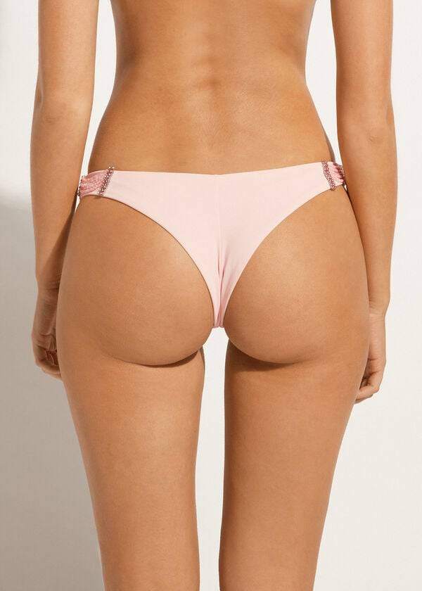 pinkfarbene calzedonia bikinihose mit hohem beinausschnitt im brasilianischen manila-stil für damen
