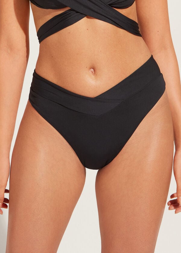 schwarze calzedonia high-waist v-cut brazilian indonesia eco damen-bikinihose