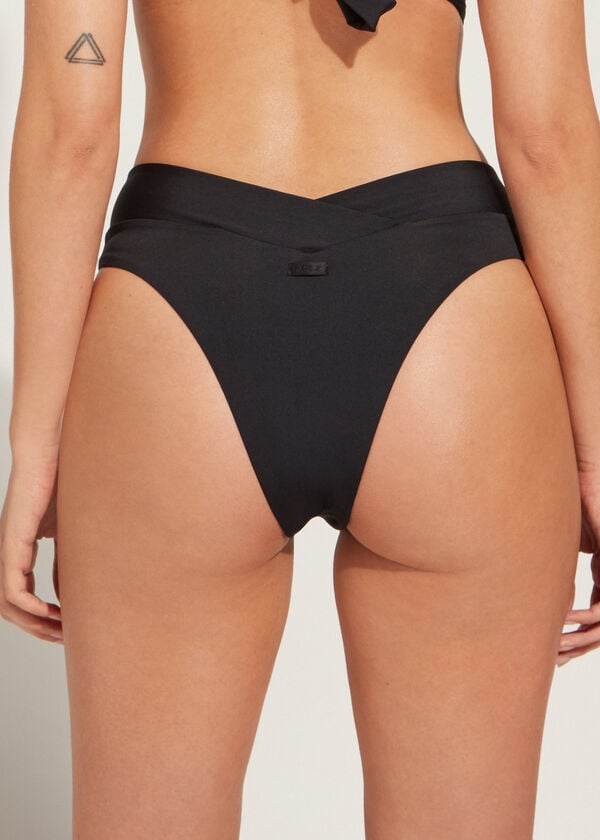 schwarze calzedonia high-waist v-cut brazilian indonesia eco damen-bikinihose