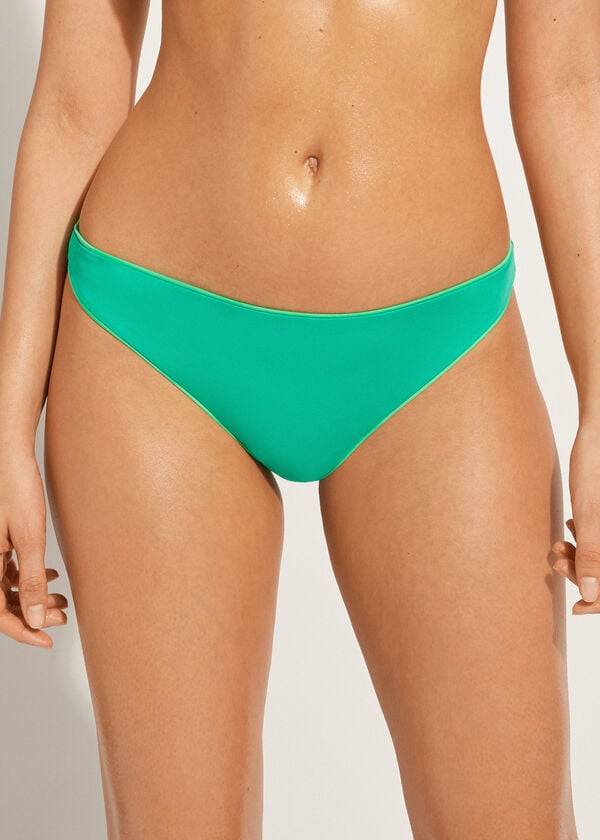 calzedonia indonesia eco low-rise-bikinihose für damen grün
